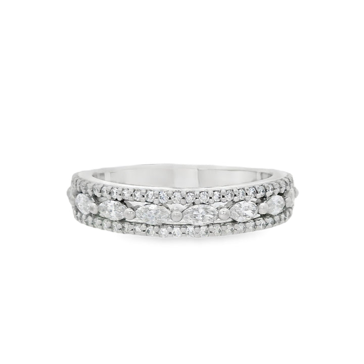 14K White Gold 0.62ct Diamond Half Anniversary Women's Wedding Band