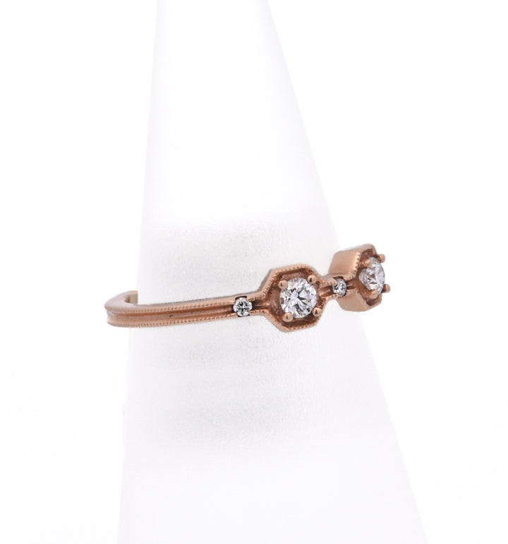 18K Rose Gold 0.19ct Diamond Geometric Fashion Ring