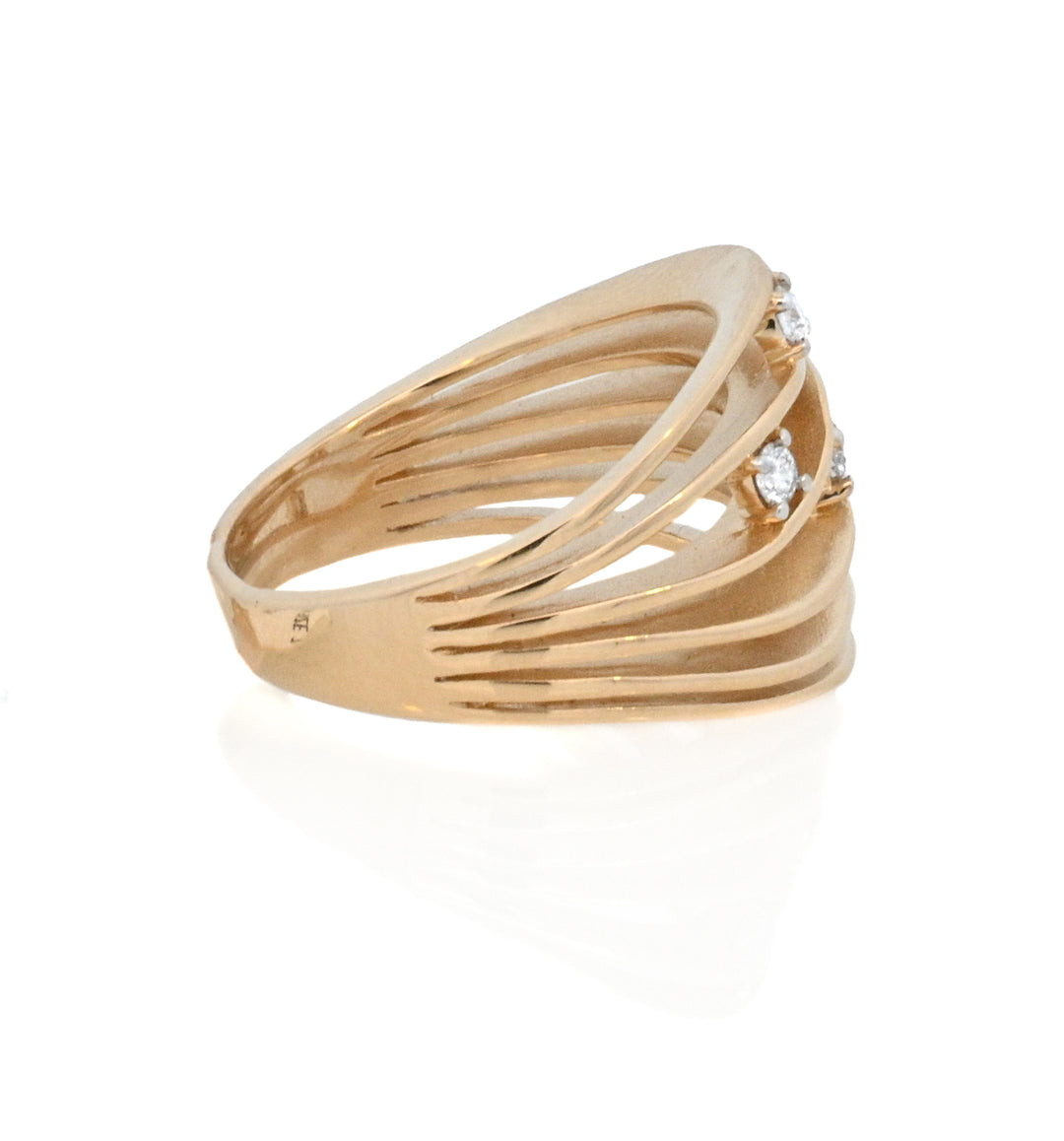 14K Yellow Gold 0.28ct Multi-Strand Diamond Fashion Ring