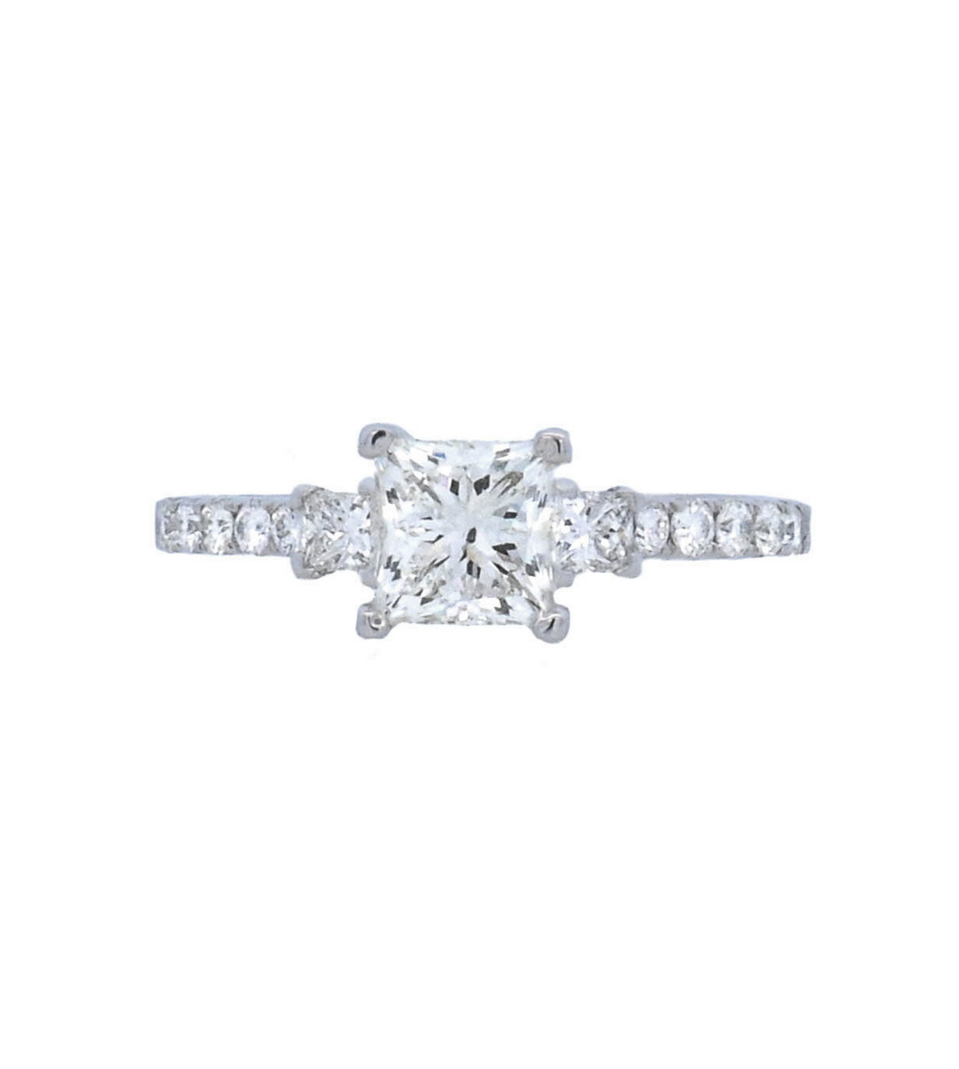 18K White Gold 1CT Princess Diamond Solitaire Ring