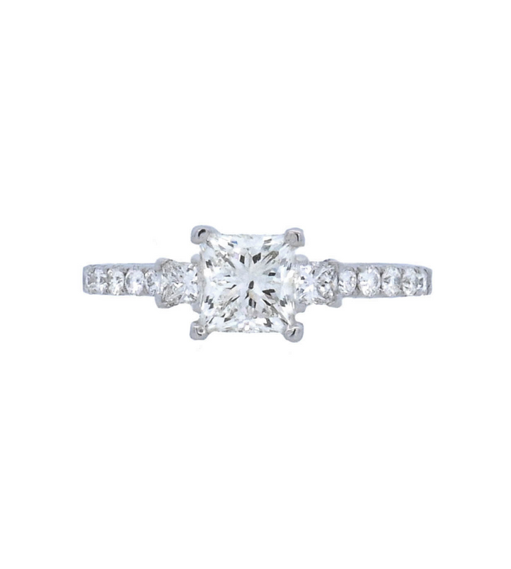 18K White Gold 1CT Princess Diamond Solitaire Ring