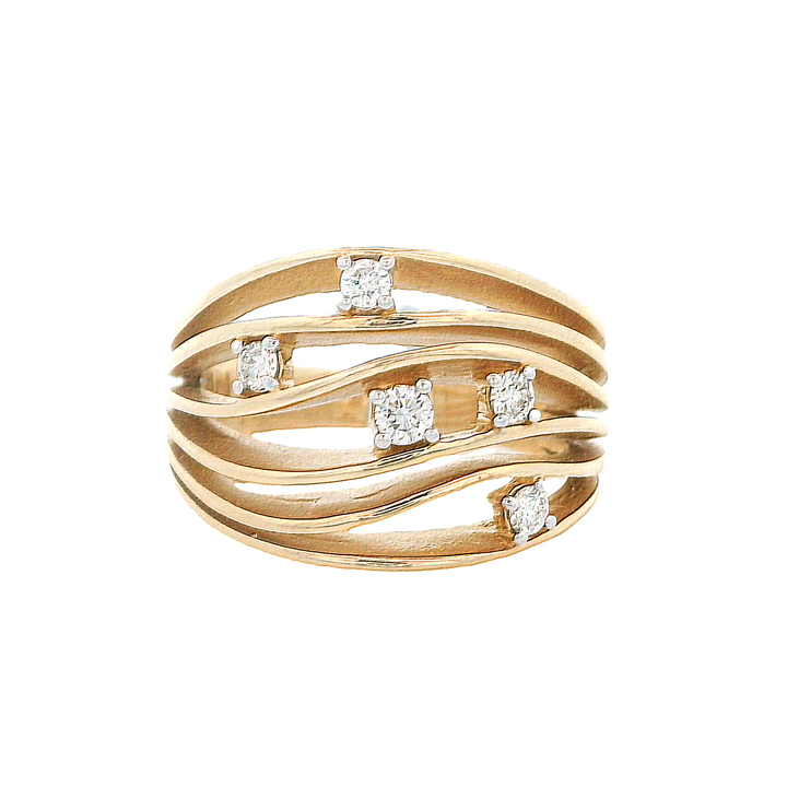 14K Yellow Gold 0.28ct Multi-Strand Diamond Fashion Ring