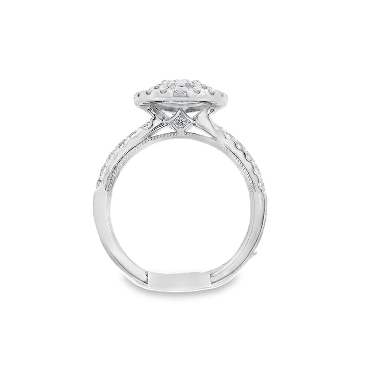 18K White Gold Diamond 0.98Ct Halo Engagement Ring