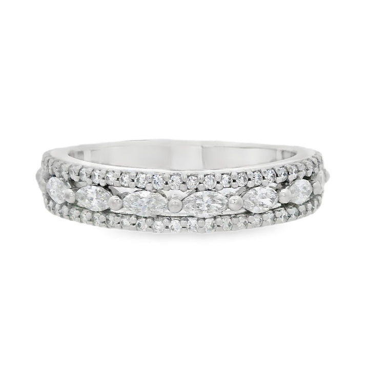 14K White Gold 0.62ct Diamond Half Anniversary Wedding Band