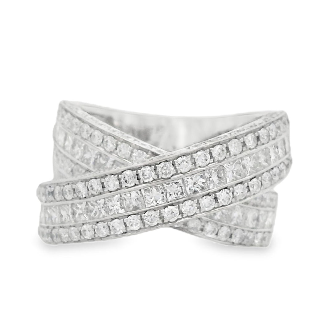 14K White Gold 2.70CT. Diamond Twisted Fashion Ring