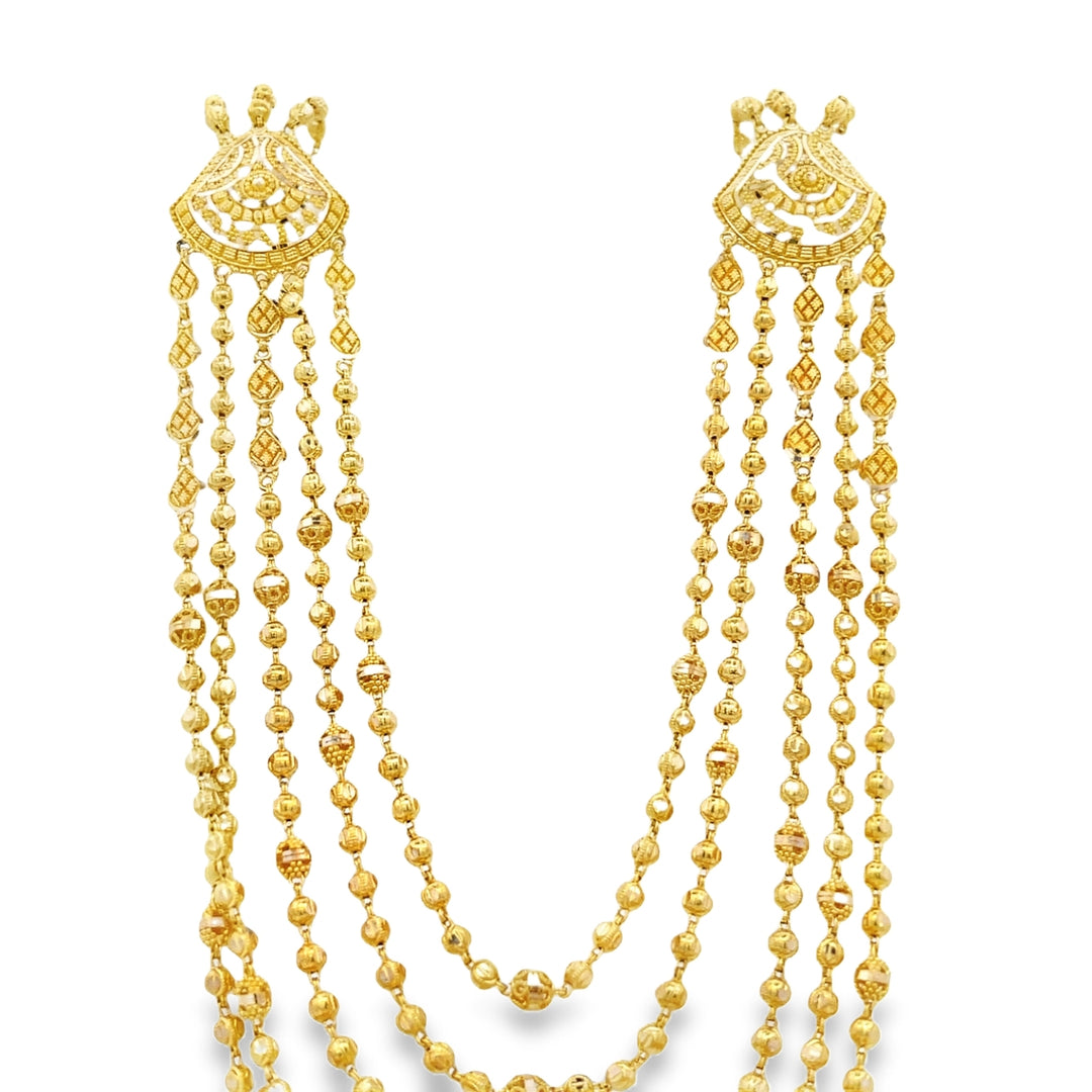 22K Yellow Gold Layered Bead Necklace, 24-Inch Statement