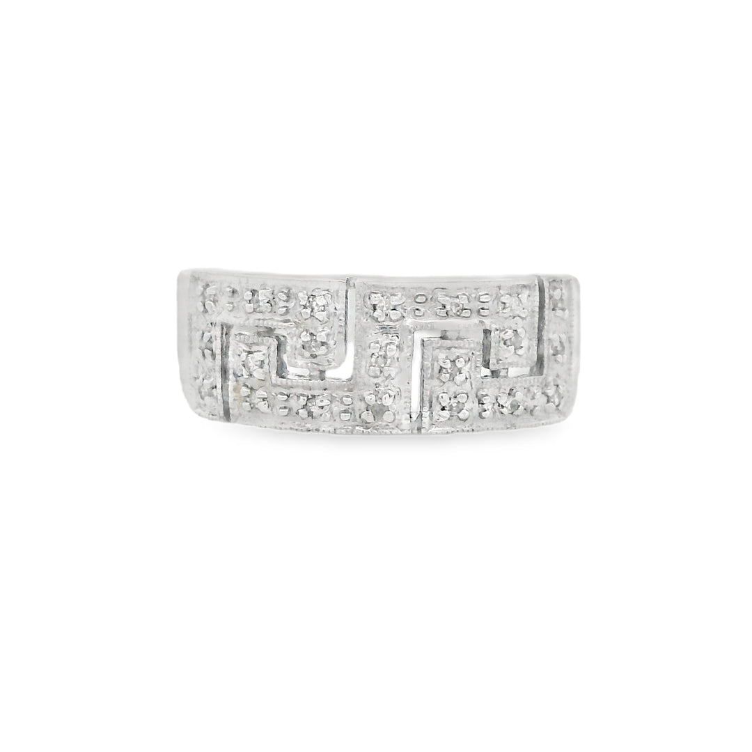 14K White Gold Geometric Diamond Fashion Band