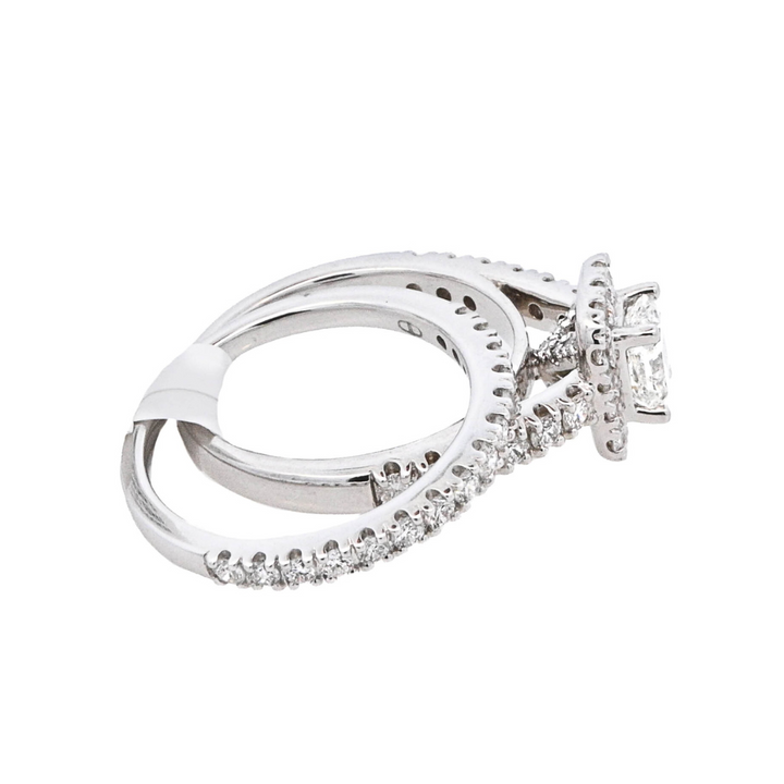 14K White Gold 0.75CT Radiant Diamond Halo Engagement Ring