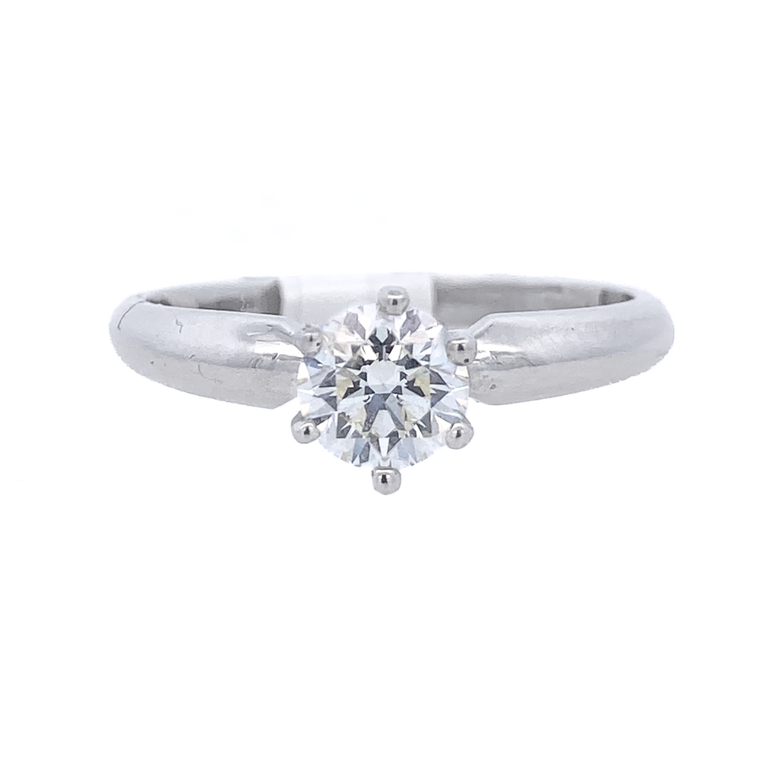 14K White Round Diamond 0.50Ct Solitaire Engagement Ring