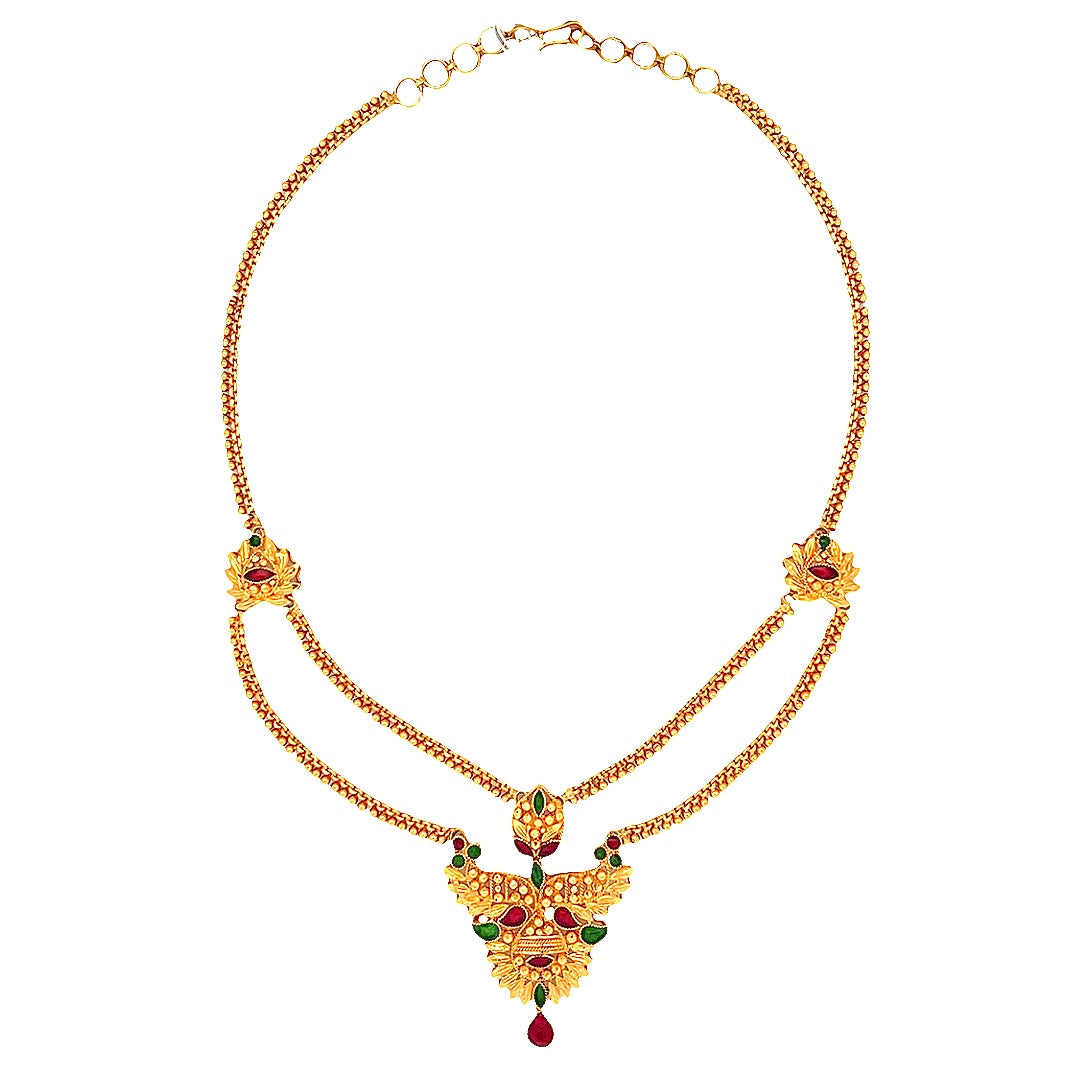 22K Yellow Gold Traditional Persian Minakari Artisan Necklace