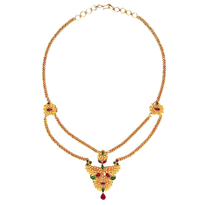 22K Yellow Gold Traditional Persian Minakari Artisan Necklace