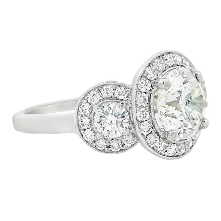 14K White Round Diamond 1.50Ct 3 Stone Engagement Ring