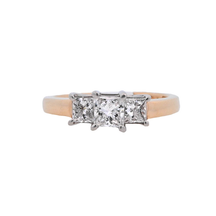 14K Two- Tone Diamond 1.00Ct Three- Stone Engagement Ring