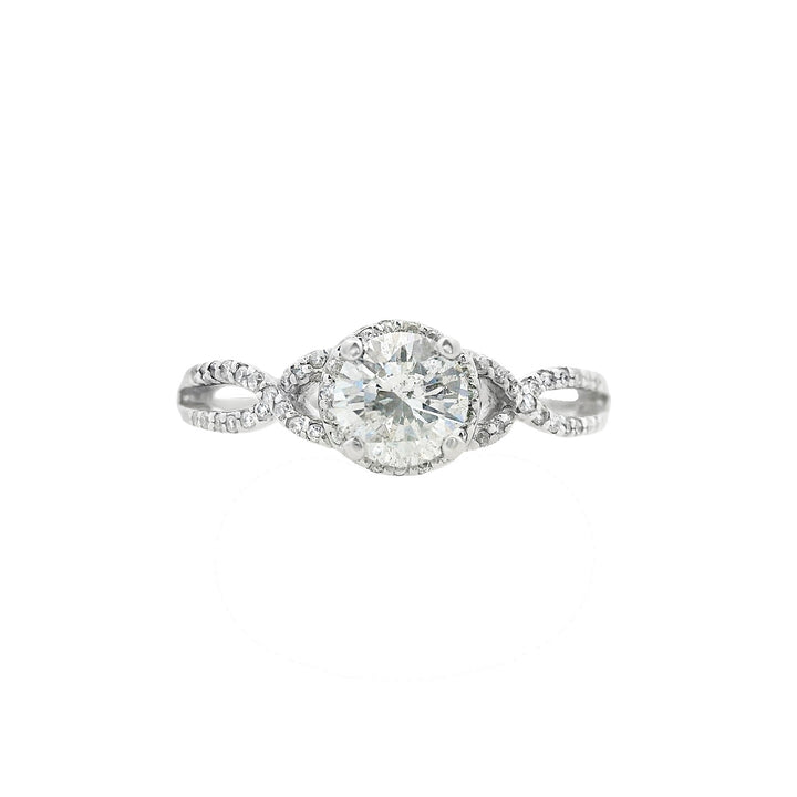 18K White Round Diamond 0.56Ct Halo Engagement Ring