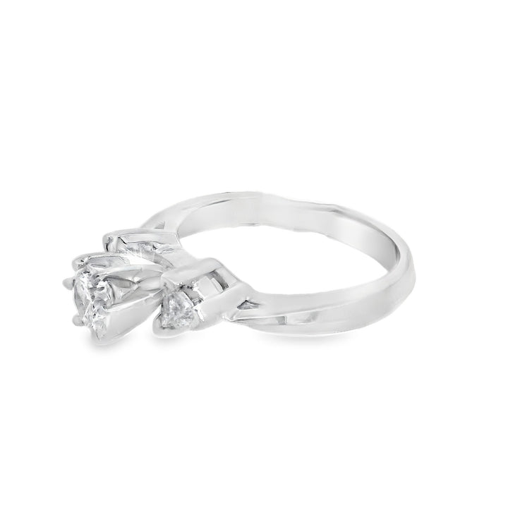 14K White Round Diamond 0.47Ct 3 Stone Engagement Ring