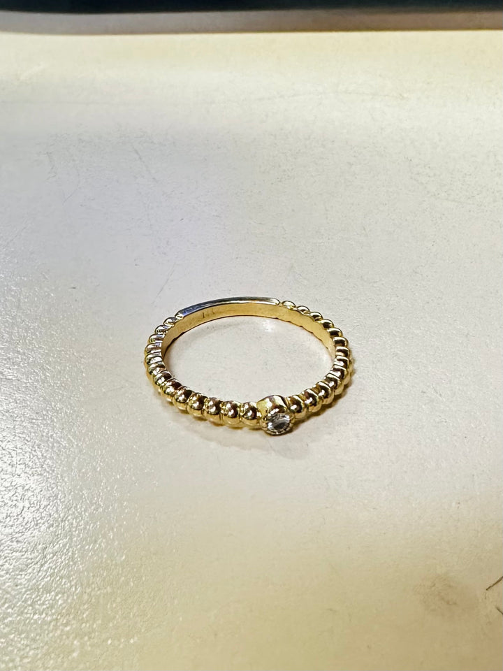 14K Yellow Gold 0.10ct Diamond Bezel Women's Wedding Band