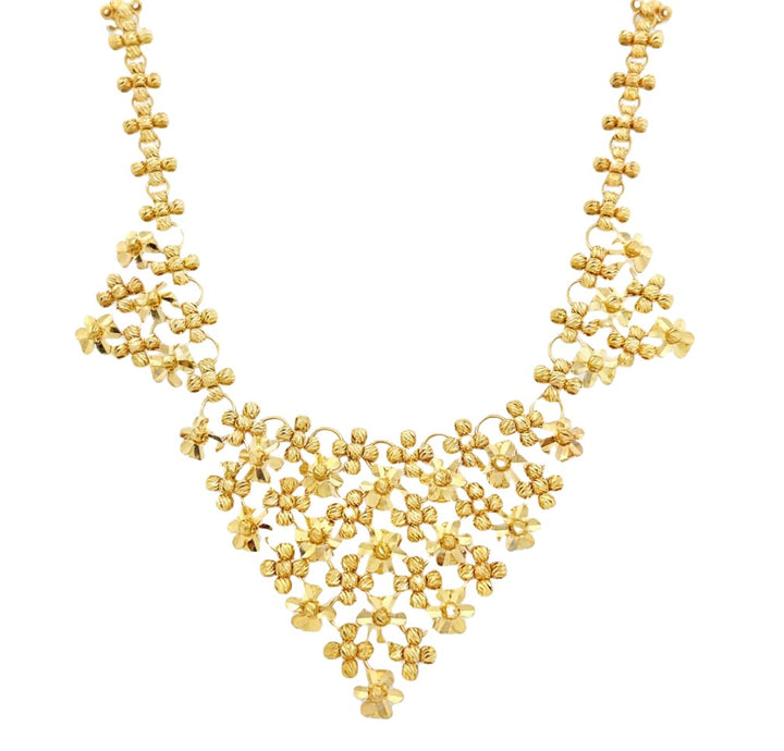 22K Yellow Gold Floral Pendant Necklace Delicate Design