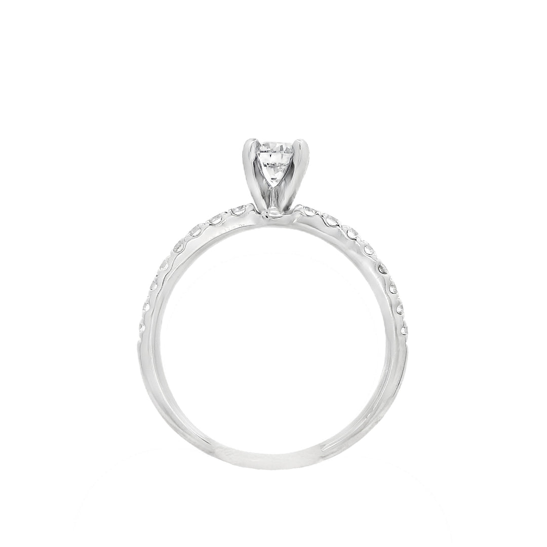 14K White Round Diamond 0.63Ct Solitaire Engagement Ring