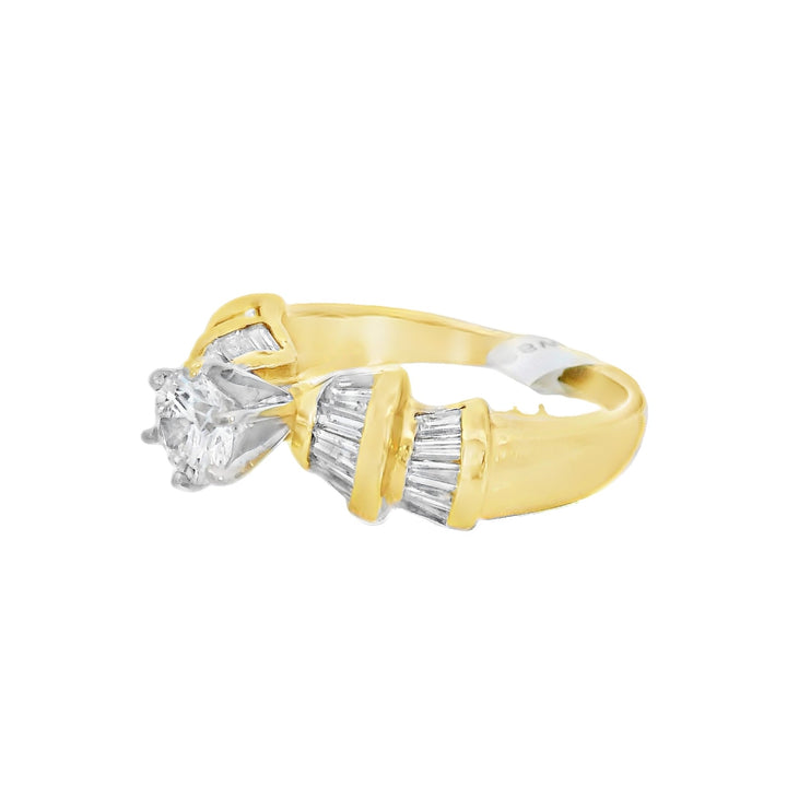 14K Yellow Round Diamond Contemporary Engagement Ring