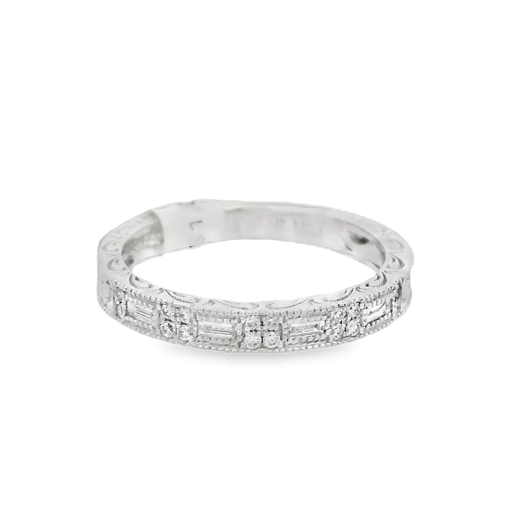 14K White Gold 0.15ct Diamond Half Anniversary Women's Wedding Band