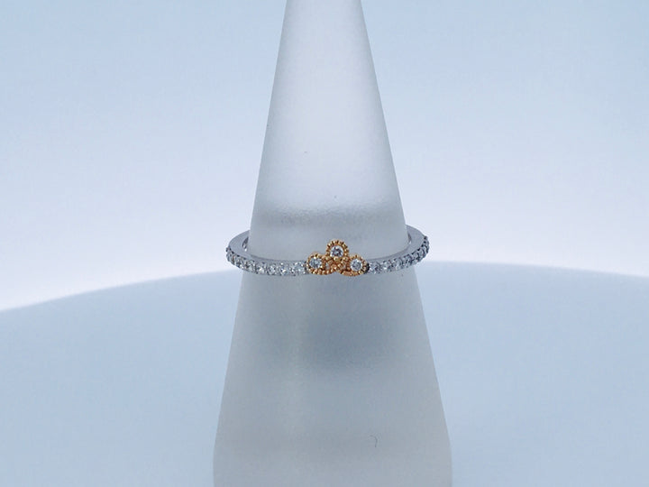 14K Two-Tone Diamond Curved Women's Wedding Band