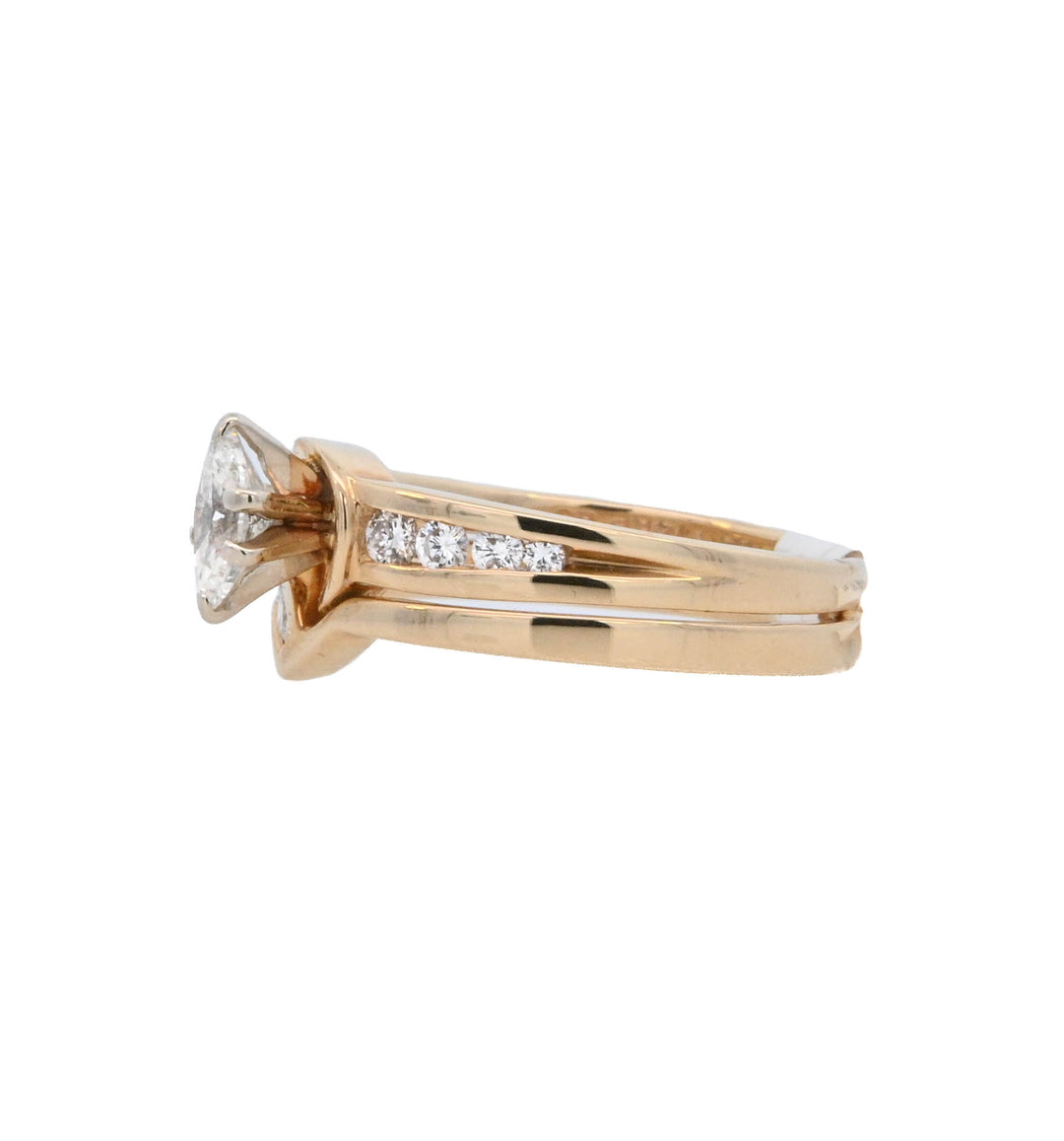 14K Yellow Gold 0.60CT Marquise Diamond Solitaire Ring
