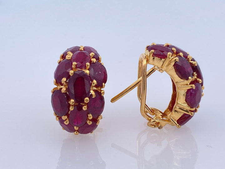 22K Yellow Gold Ruby Clip-Back Earrings