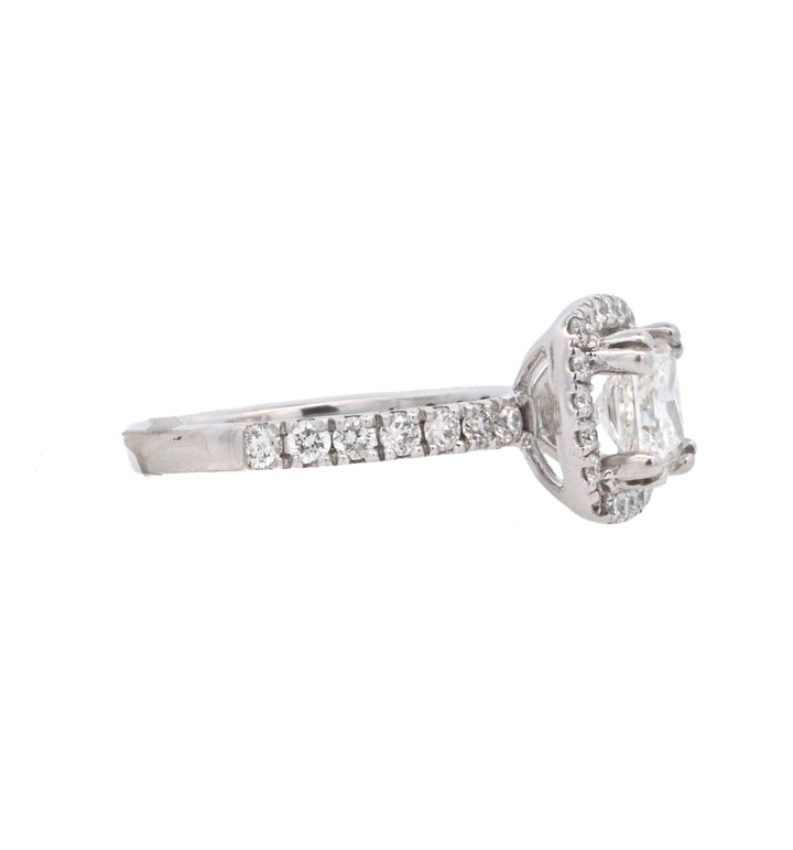 18K White Gold 0.95CT Princess Diamond Halo Ring