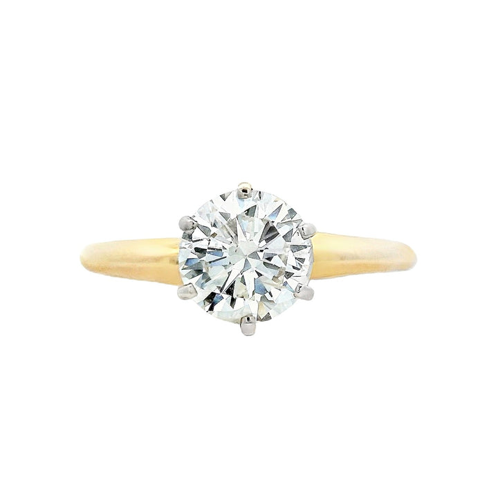 14K Yellow Gold Round Diamond 1.23Ct Solitaire Engagement Ring