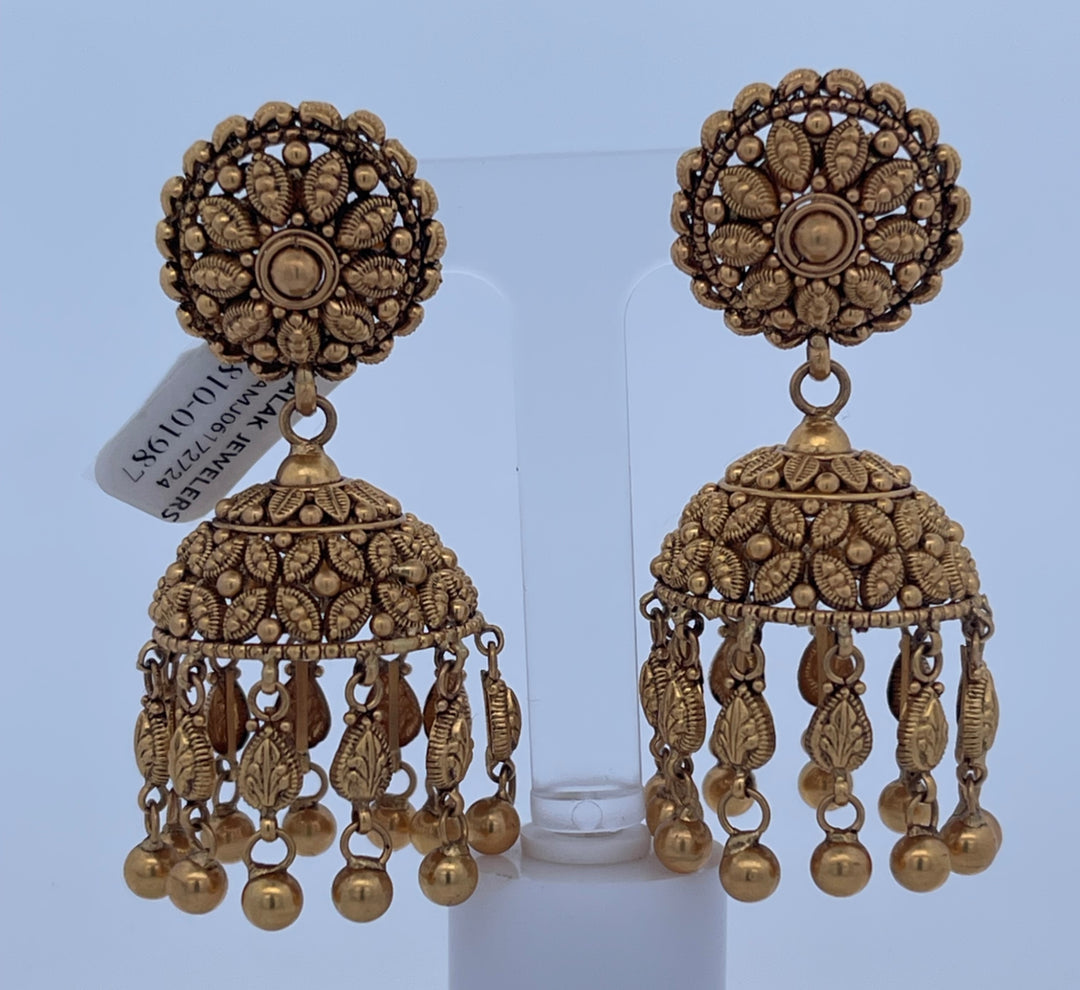 22K Yellow Gold Statement Drop Earrings