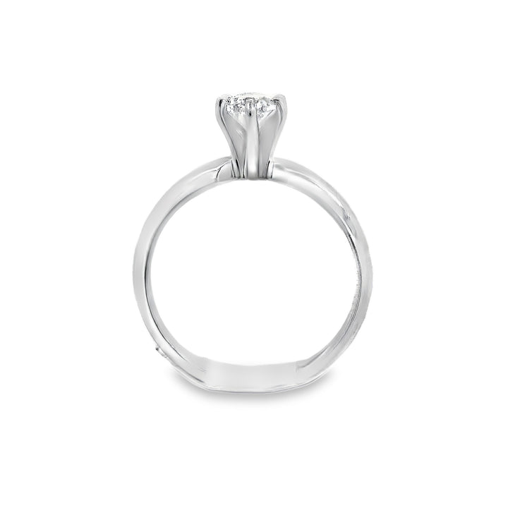 14K White Round Diamond 0.39Ct Solitaire Engagement Ring