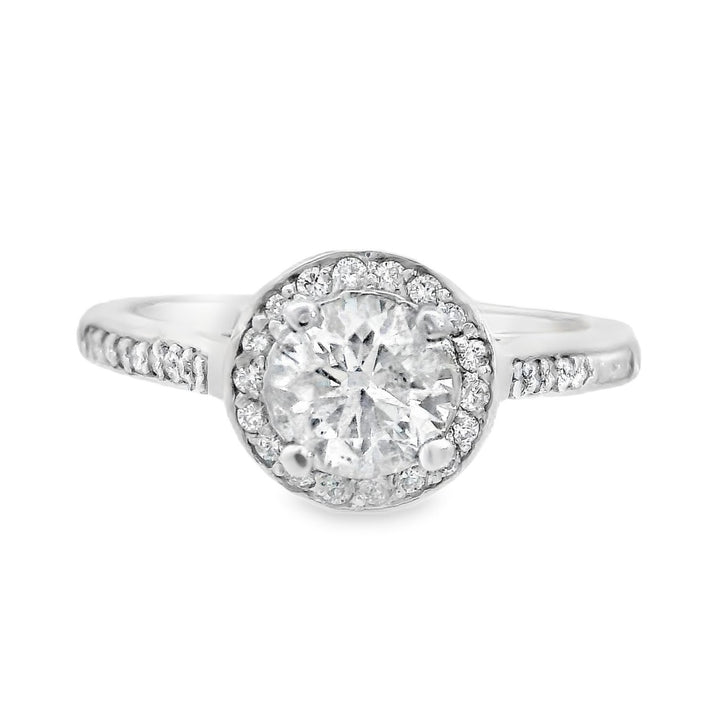 14K White Round Diamond 0.55Ct Halo Engagement Ring