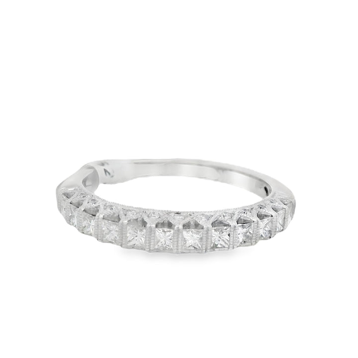 18K White Gold Vintage Multi-Diamond Women's Wedding Band