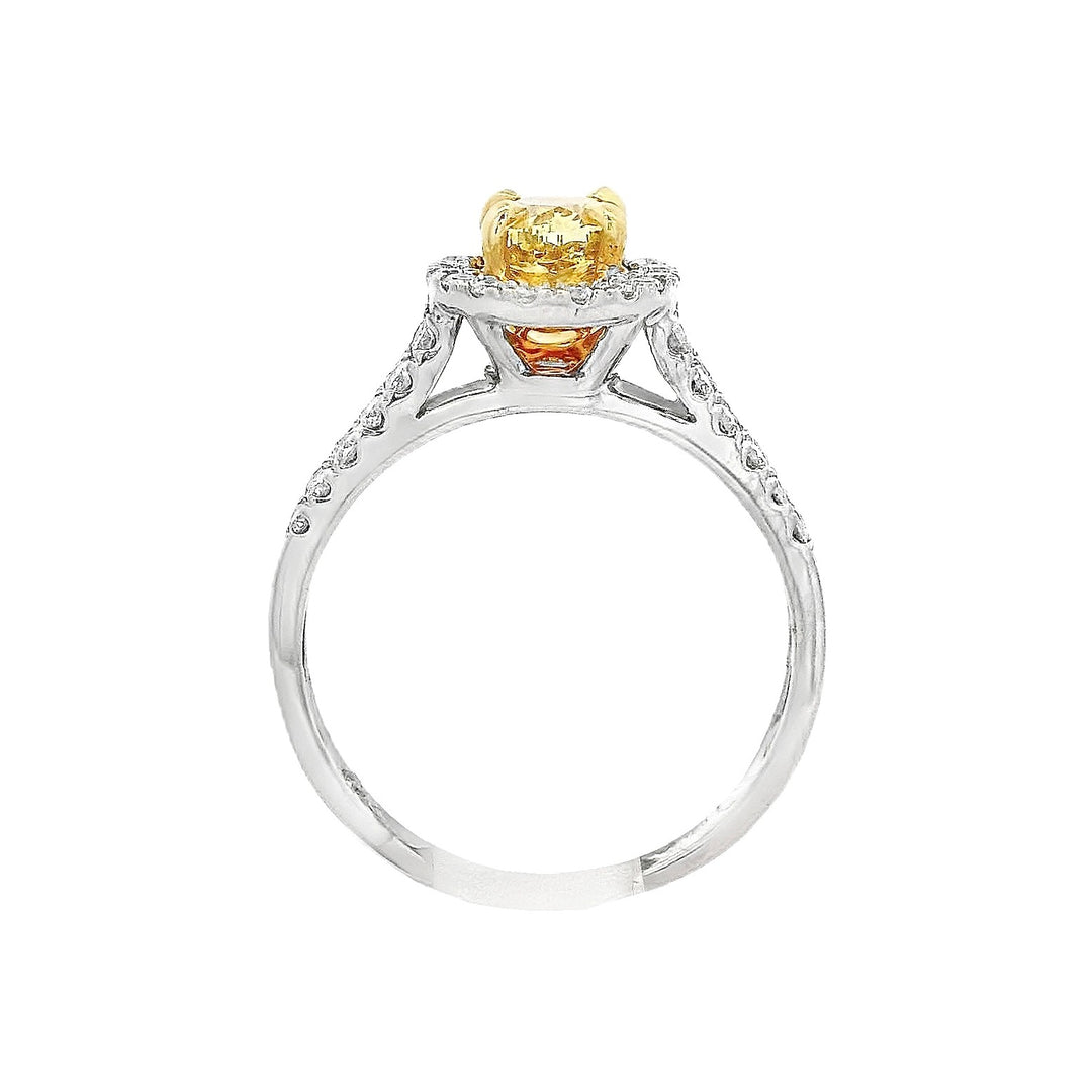 18K Yellow Gold Oval Yellow Diamond Halo Fashion Ring