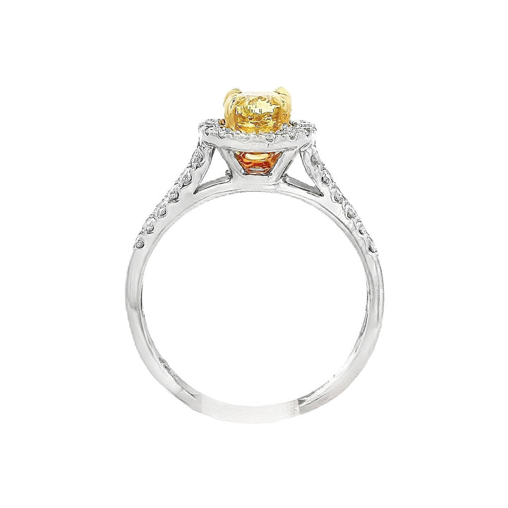 18K Yellow Gold Oval Yellow Diamond Halo Fashion Ring