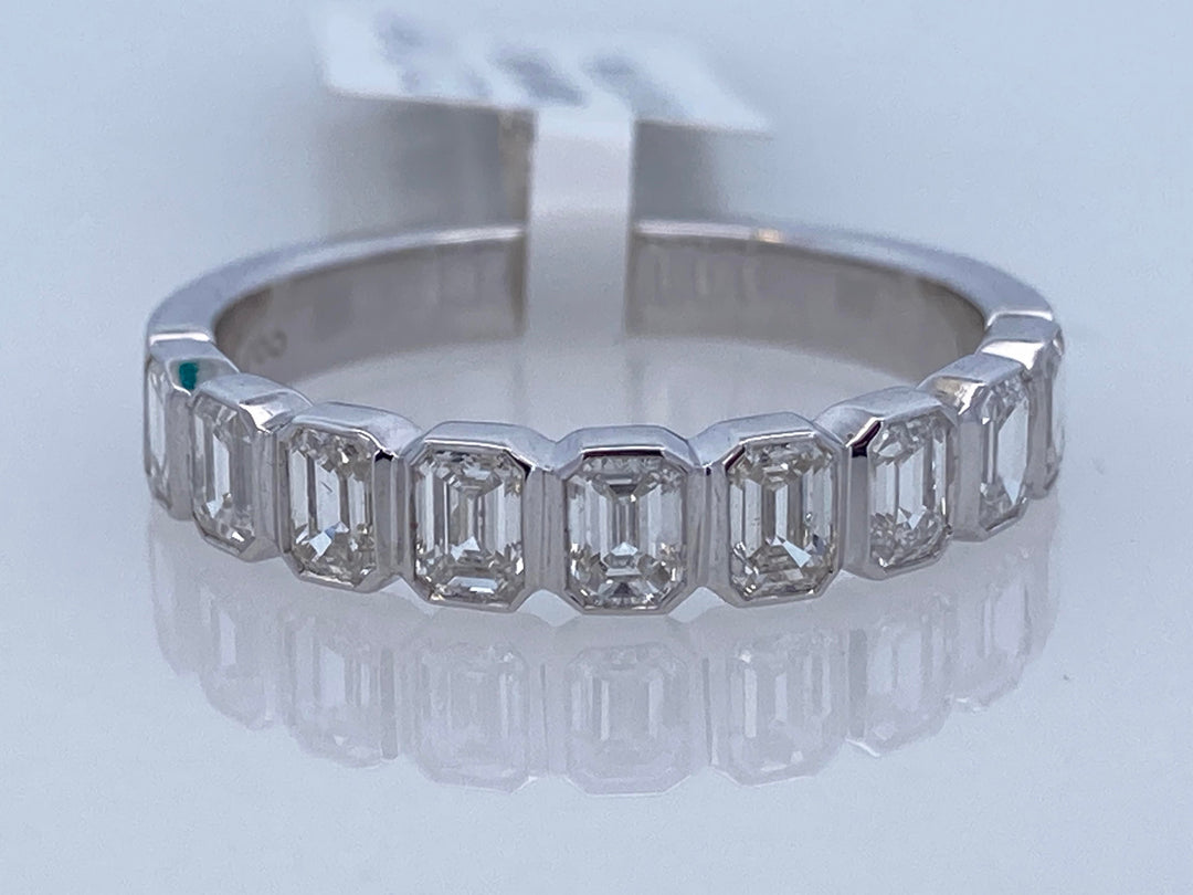 14K White Gold 1ct Emerald-Cut Diamond Half Eternity Band