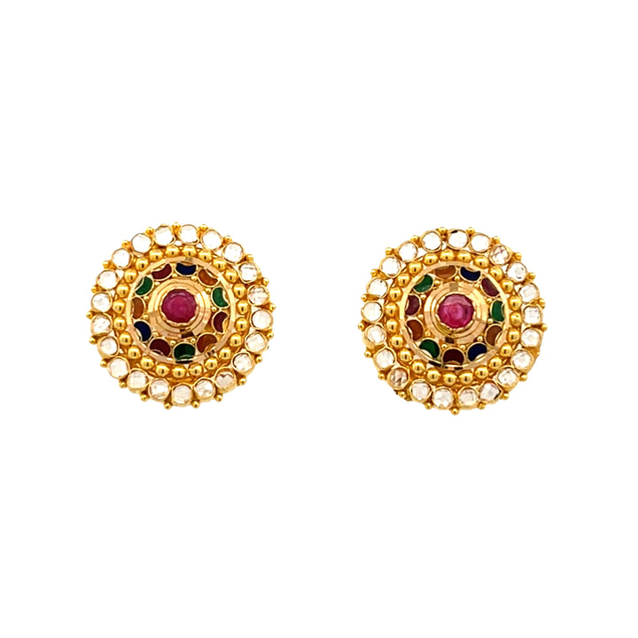 22K Yellow Gold Classic Stud Earrings with Secure Screwbacks
