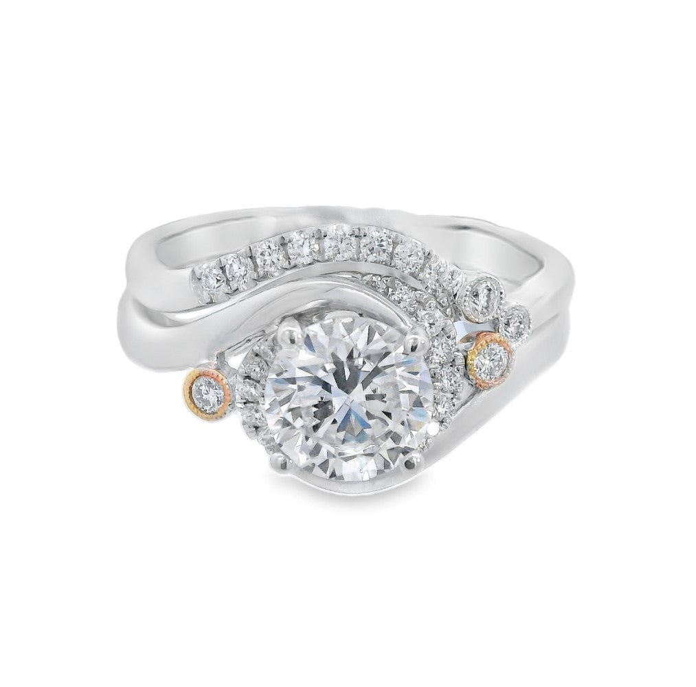 14K White Gold Diamond 0.23Ct Nesting Engagement Ring