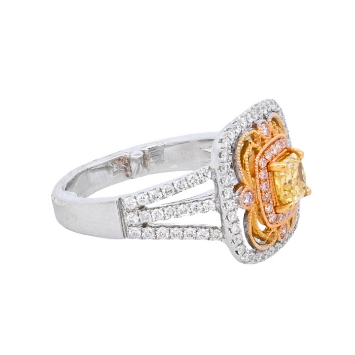 14K Three-Tone 0.50ct. Yellow Diamond Fashion Ring