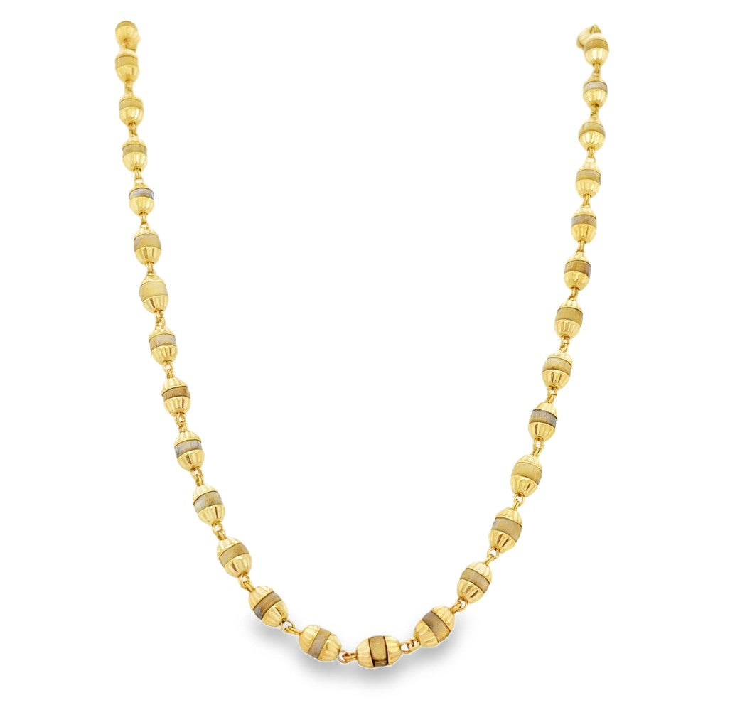 22K Yellow Gold Wooden Bead Indian Artisan Necklace