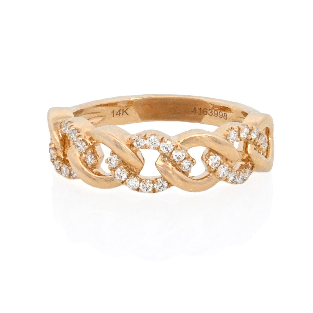 14K Yellow Gold 0.24ct Diamond Cuban Link Ring
