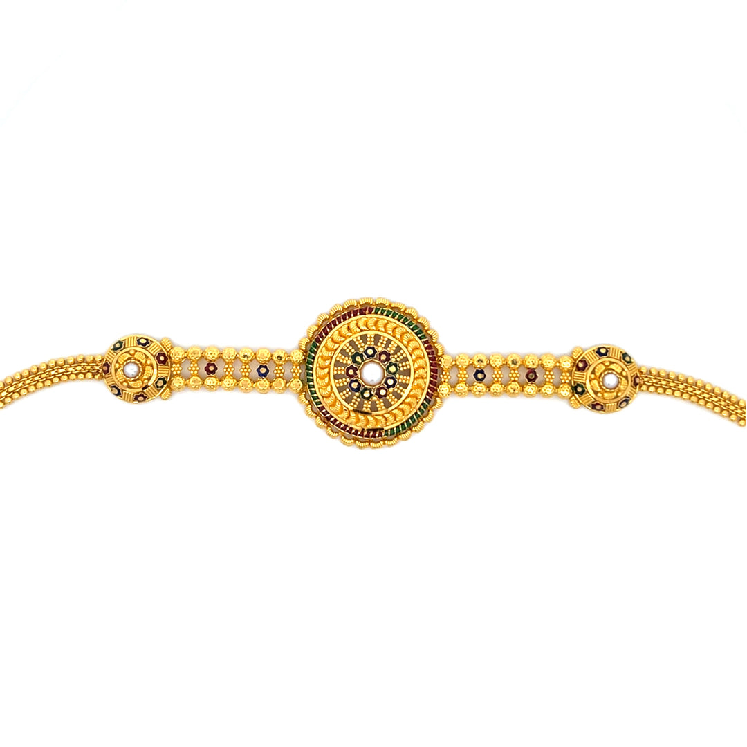 22K Yellow Gold Multi-Color Pearl Accent Bracelet