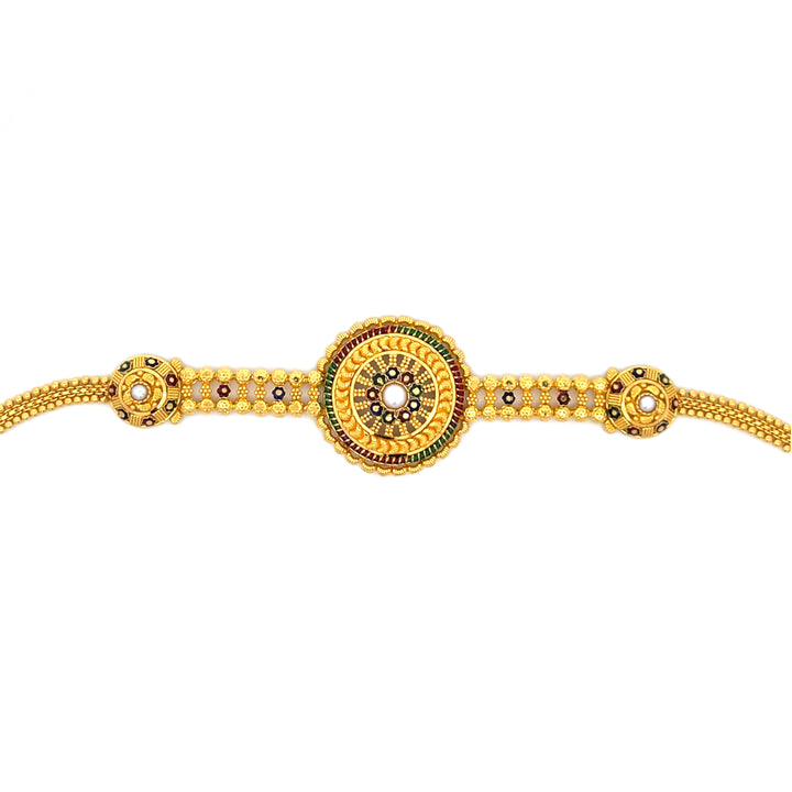 22K Yellow Gold Multi-Color Pearl Accent Bracelet
