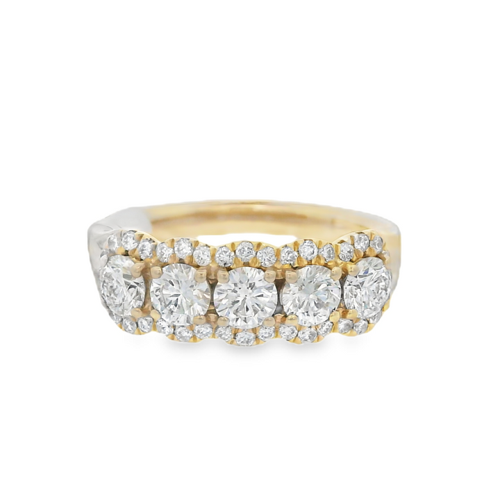 14K Yellow Gold 1.25ct Diamond Halo Fashion Ring