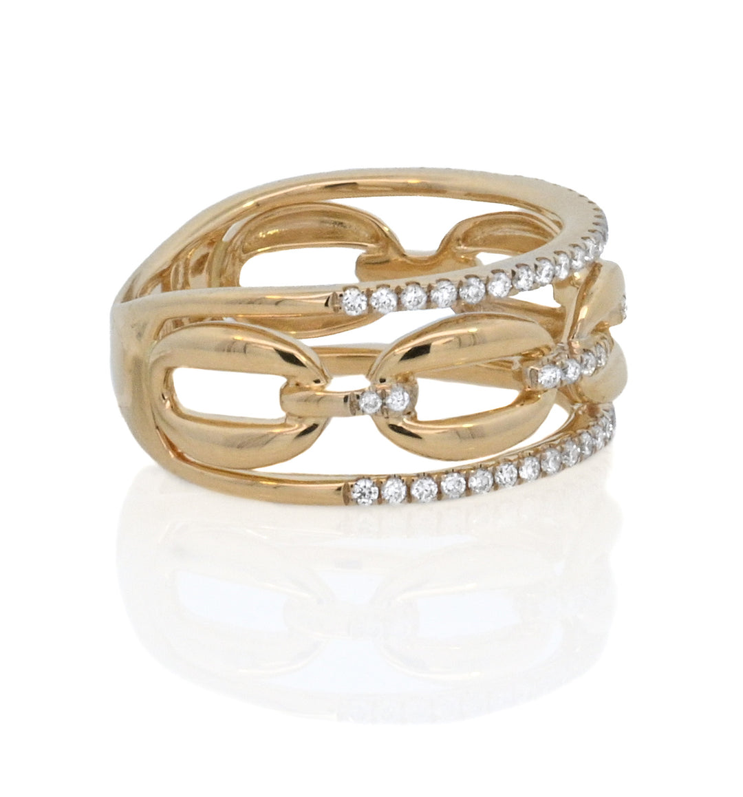 14K Yellow Gold 0.32ct. Diamond Chain Link Fashion Ring