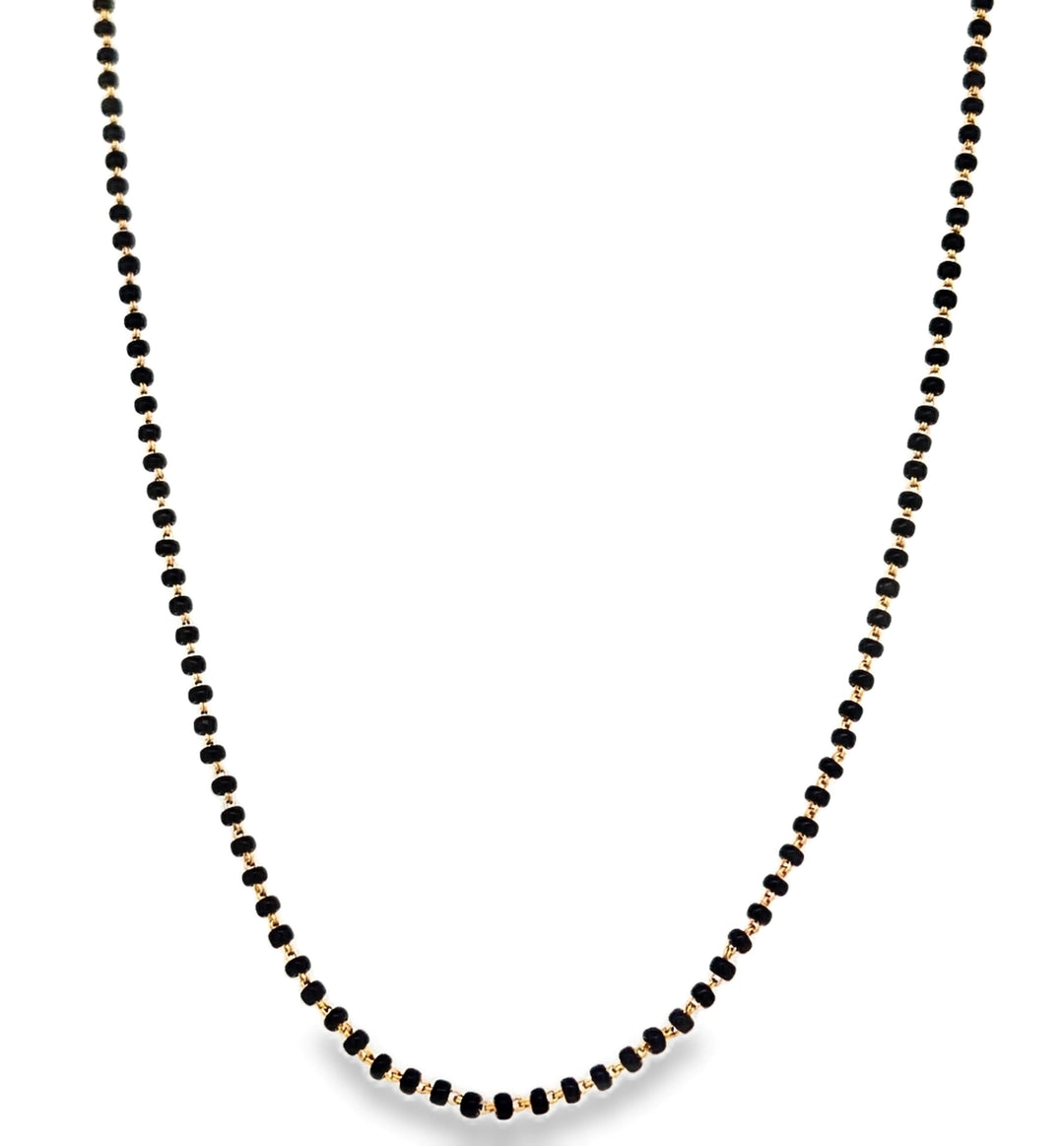 22K Yellow Gold Black Bead Elegant Necklace with Clasp