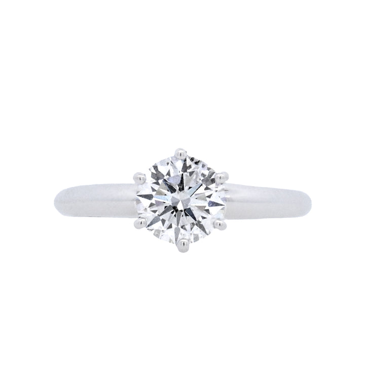 14K White Round Diamond 1.00Ct Solitaire Engagement Ring