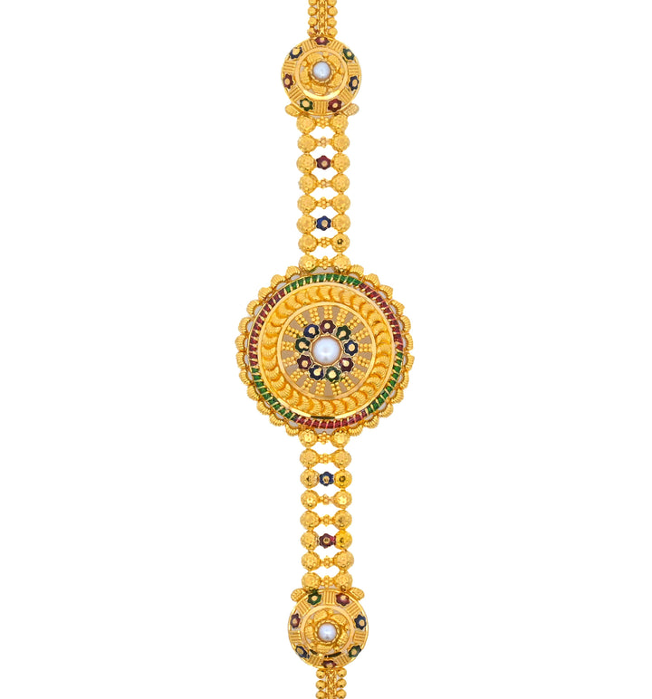 22K Yellow Gold Multi-Color Pearl Accent Bracelet