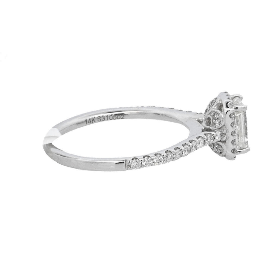 14K White Gold 1.01CT Radiant Diamond Halo Engagement Ring
