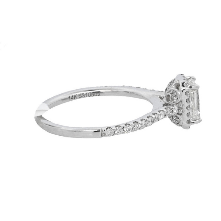 14K White Gold 1.01CT Radiant Diamond Halo Engagement Ring